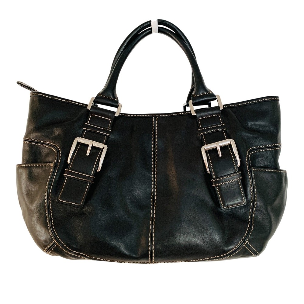 Michael Kors Y2K Black Crescent Brookville Buckle Hobo Bag Silver‎ Hardware RARE